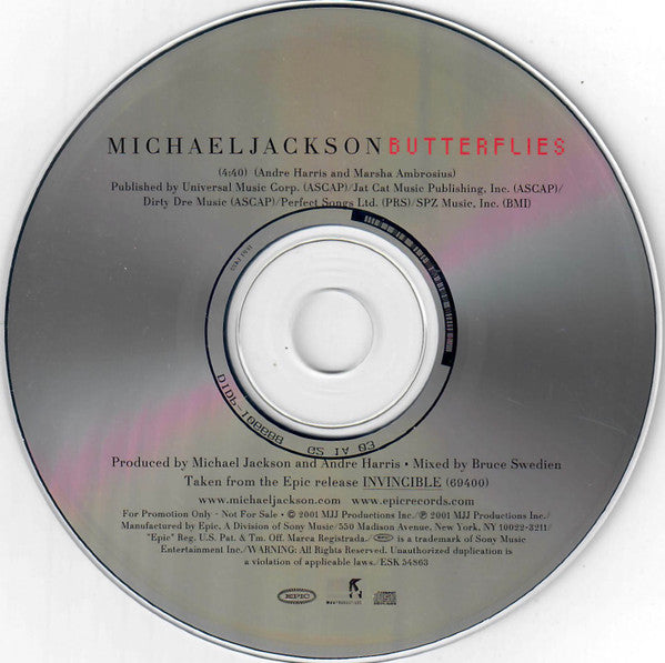 Michael Jackson : Butterflies (CD, Single, Promo)