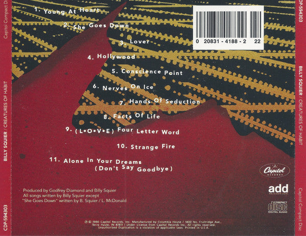 Billy Squier : Creatures Of Habit (CD, Album, Club)