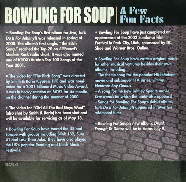 Bowling For Soup : Girl All The Bad Guys Want (CD, Single, Promo)