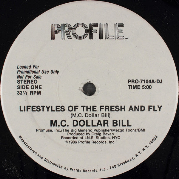 MC Dollar Bill : Lifestyles Of The Fresh And Fly (12", Promo)