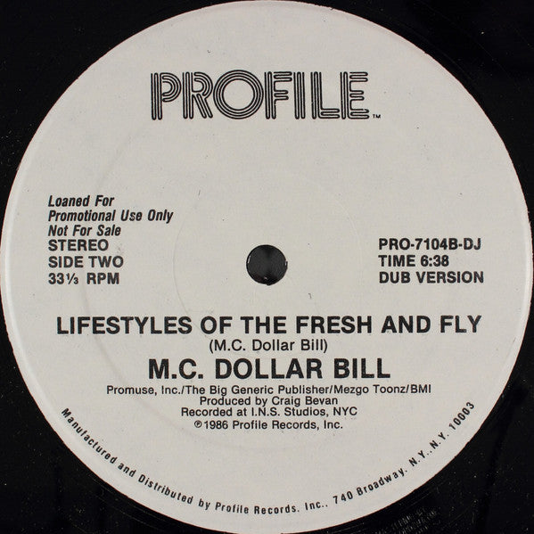 MC Dollar Bill : Lifestyles Of The Fresh And Fly (12", Promo)
