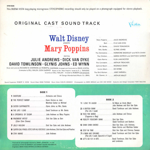 Various : Mary Poppins (Original Cast Sound Track) (LP, Album, Ind)