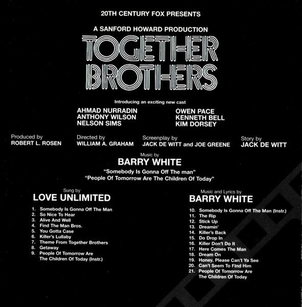 Barry White · Love Unlimited · Love Unlimited Orchestra : Together Brothers (Original Motion Picture Soundtrack) (CD, Album, RE, RM)