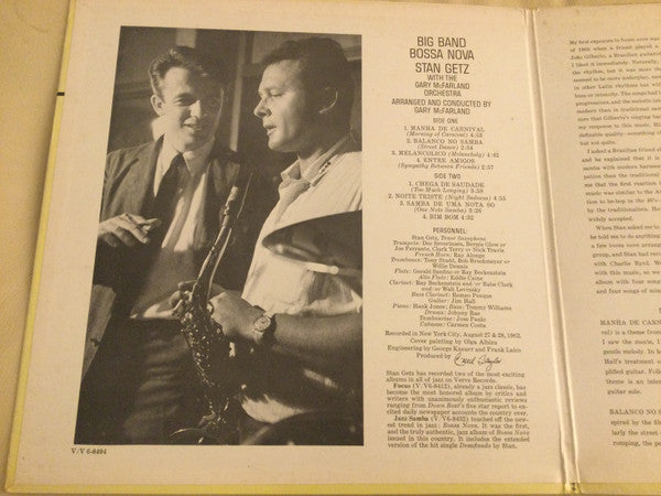 Stan Getz : Big Band Bossa Nova (LP, Album, Dee)