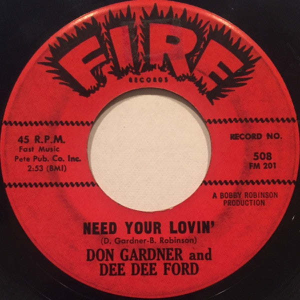 Don Gardner and Dee Dee Ford : Need Your Lovin' / Tell Me (7")