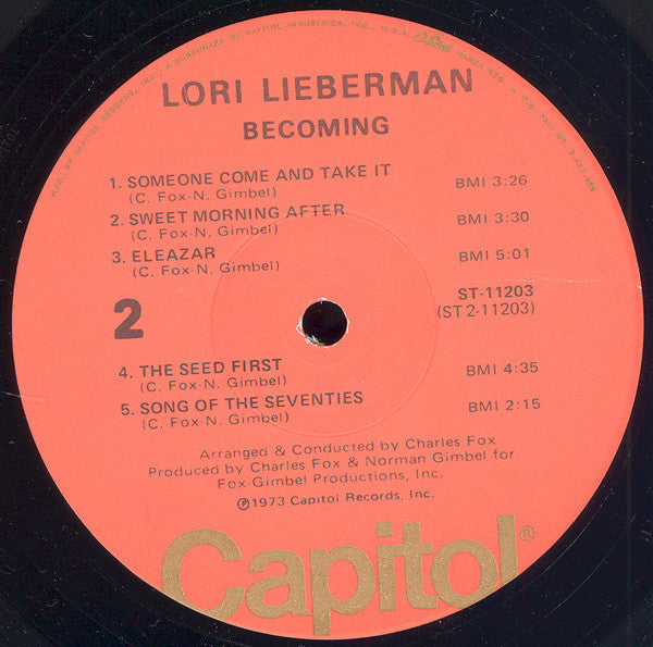 Lori Lieberman : Becoming (LP, Album, Los)