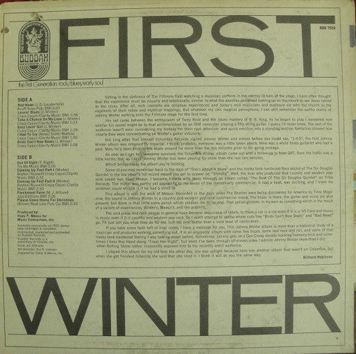Johnny Winter : First Winter (LP, Album, M/Print)