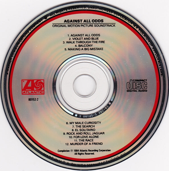 Various : Music From The Original Motion Picture Soundtrack - Against All Odds (CD, Comp)
