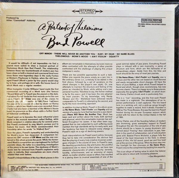 Bud Powell : A Portrait Of Thelonious (LP, Album)