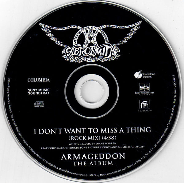 Aerosmith : I Don't Want To Miss A Thing (CD, Single, Promo)