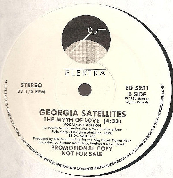 The Georgia Satellites : The Myth Of Love (12", Single, Promo)