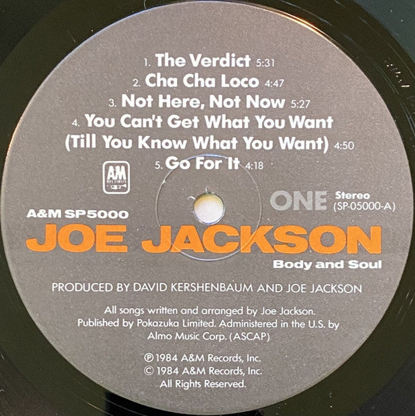 Joe Jackson : Body And Soul (LP, Album, RE, Ind)