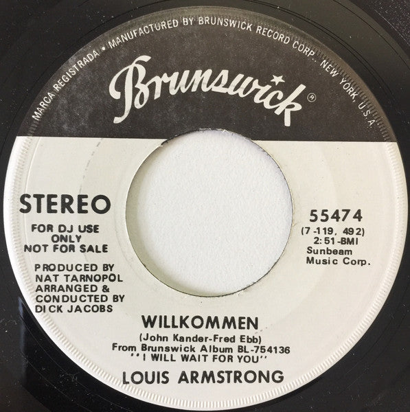 Louis Armstrong : Willkommen / Sunrise, Sunset (7", Promo)