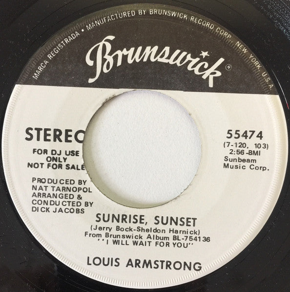 Louis Armstrong : Willkommen / Sunrise, Sunset (7", Promo)