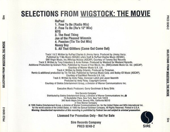 Various : Selections From Wigstock: The Movie (CD, Promo, Smplr)