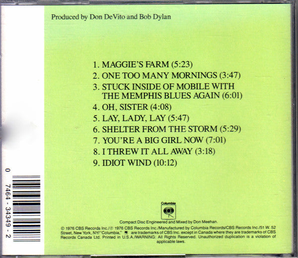 Bob Dylan : Hard Rain (CD, Album, RE)