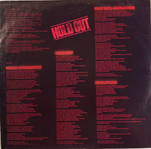 Jackson Browne : Hold Out (LP, Album, SP )