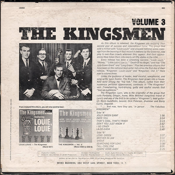 The Kingsmen : The Kingsmen, Volume 3 (LP, Album, Mono)