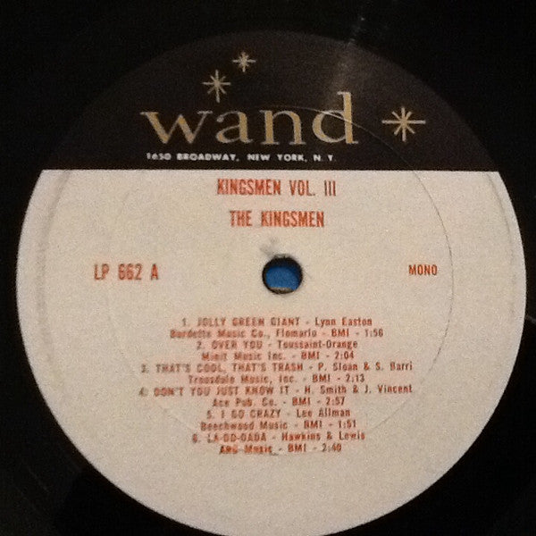 The Kingsmen : The Kingsmen, Volume 3 (LP, Album, Mono)