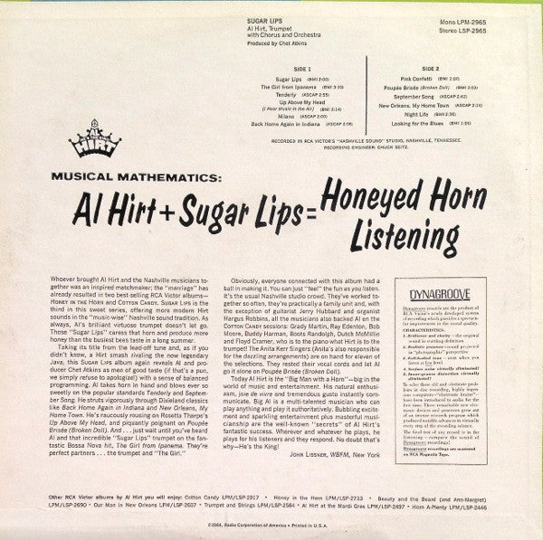 Al Hirt : Sugar Lips (LP, Album)