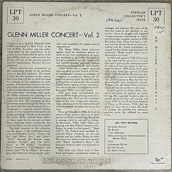 Glenn Miller And His Orchestra : Glenn Miller Concert (Vol. 2) (10")
