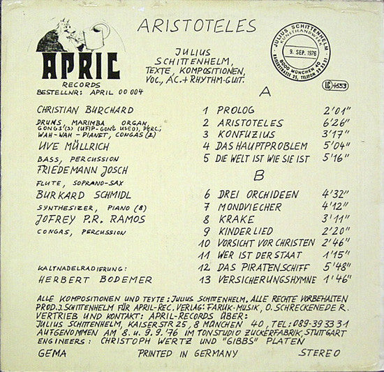 Julius Schittenhelm : Aristoteles (LP, Album)