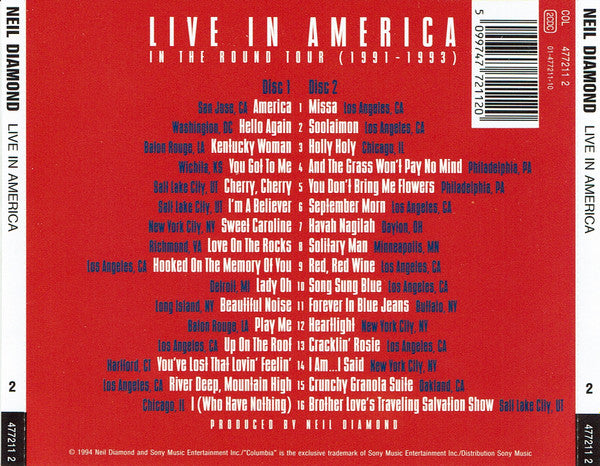 Neil Diamond : Live In America - In The Round Tour (1991-1993) (2xCD, Album)