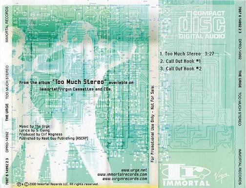 The Urge : Too Much Stereo (CD, Single, Promo)