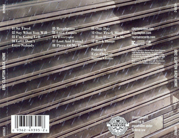 Eric Clapton : Back Home (CD, Album, Cin)
