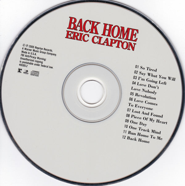Eric Clapton : Back Home (CD, Album, Cin)