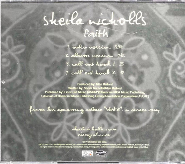 Sheila Nicholls : Faith (CD, Single, Promo)
