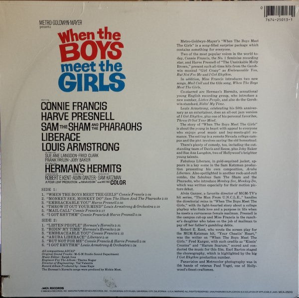 Various : When The Boys Meet The Girls (The Original Sound Track Recording) (LP, Album, RE)
