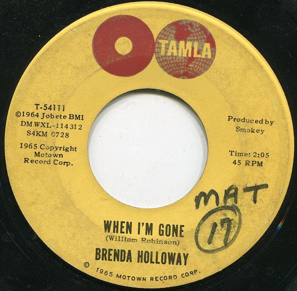 Brenda Holloway : When I'm Gone (7", Single, Mono, Roc)