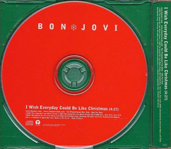 Bon Jovi : I Wish Everyday Could Be Like Christmas (CD, Single, Promo)