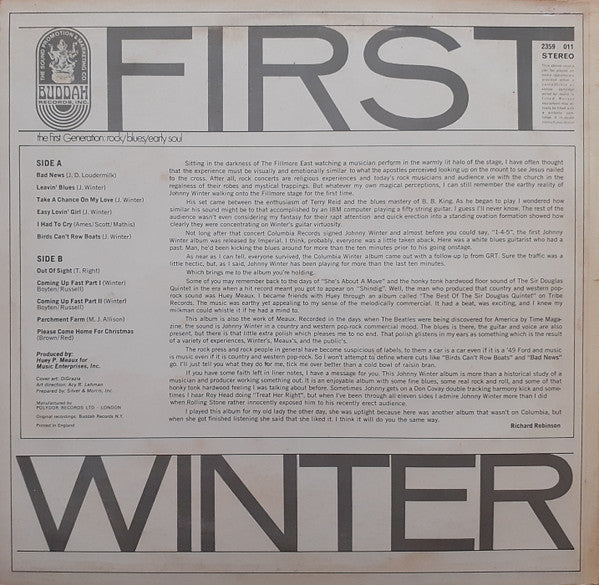 Johnny Winter : First Winter (LP, Album)