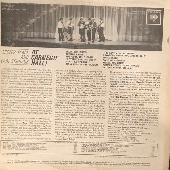 Flatt & Scruggs : At Carnegie Hall! (LP, Album, Mono)