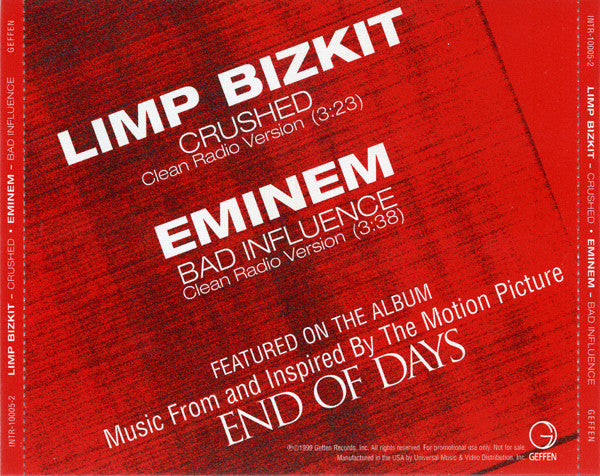 Limp Bizkit / Eminem : Crushed / Bad Influence (CD, Single, Promo)