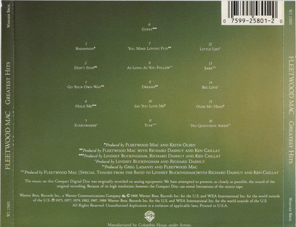 Fleetwood Mac : Greatest Hits (CD, Comp, Club)