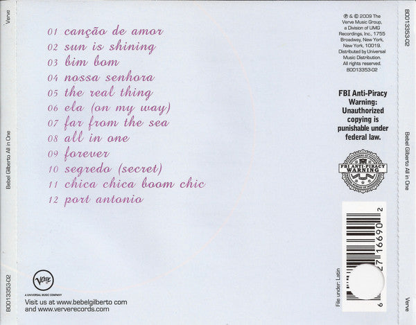 Bebel Gilberto : All In One (CD, Album)