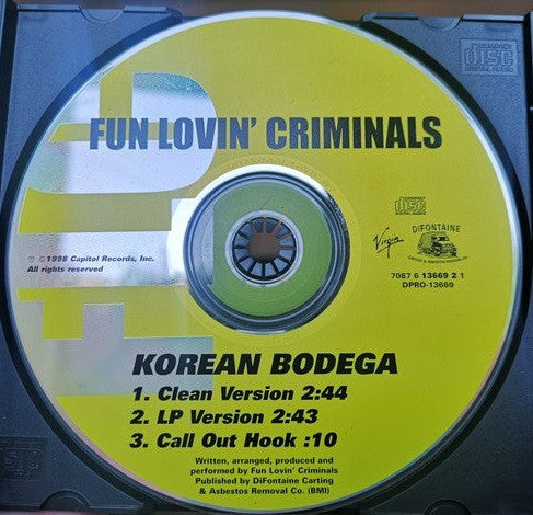 Fun Lovin' Criminals : Korean Bodega (CD, Single, Promo)