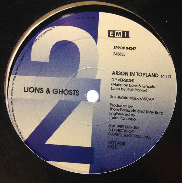 Lions & Ghosts : Arson In Toyland (12", Promo)