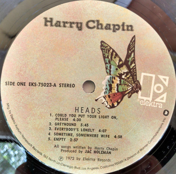 Harry Chapin : Heads & Tales (LP, Album, RE, San)