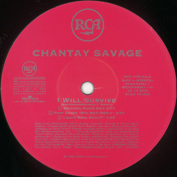 Chantay Savage : I Will Survive (12", Promo)