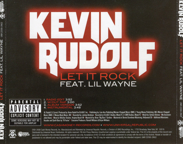 Kevin Rudolf Feat. Lil Wayne : Let It Rock (CD, Single, Promo)