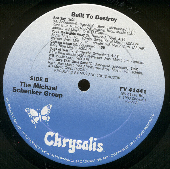 The Michael Schenker Group : Built To Destroy (LP, Album, Pit)