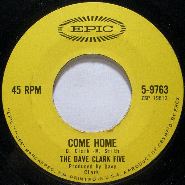 The Dave Clark Five : Come Home (7", Single, Ter)