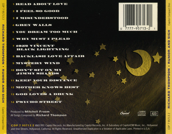 Richard Thompson : Rumor And Sigh (CD, Album, Cap)