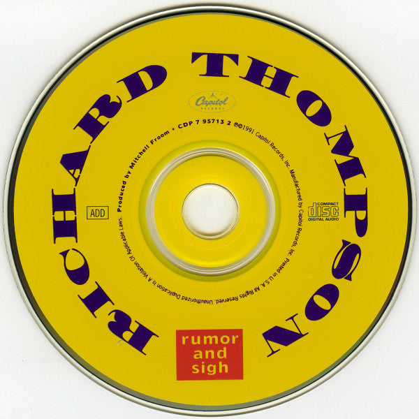 Richard Thompson : Rumor And Sigh (CD, Album, Cap)