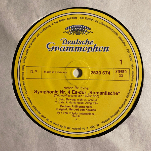 Anton Bruckner, Herbert Von Karajan, Berliner Philharmoniker : Symphonie Nr.4 "Romantische"  (LP)