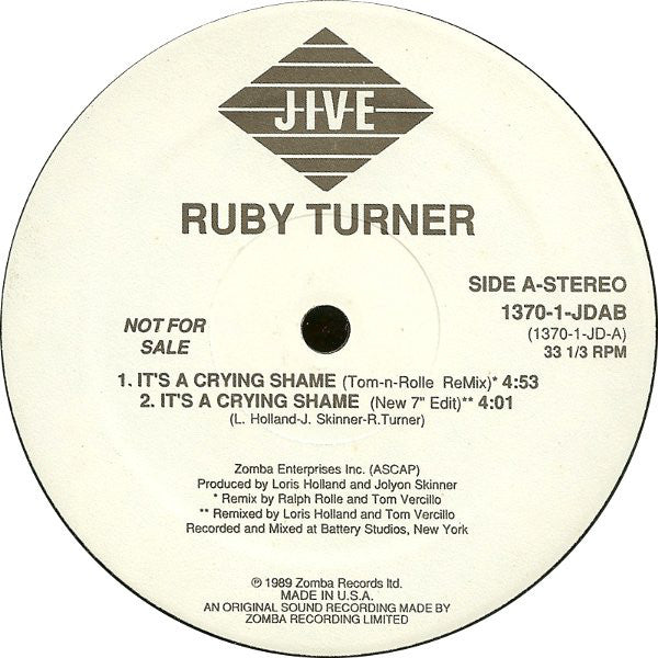 Ruby Turner : It's A Crying Shame (12", Promo)